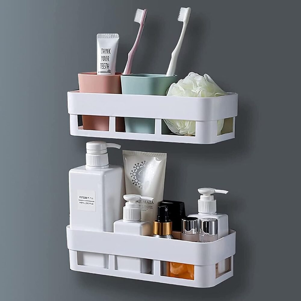 Shower Corner Caddy – Wall-Mounted Suction Shelf | Mist & Relax