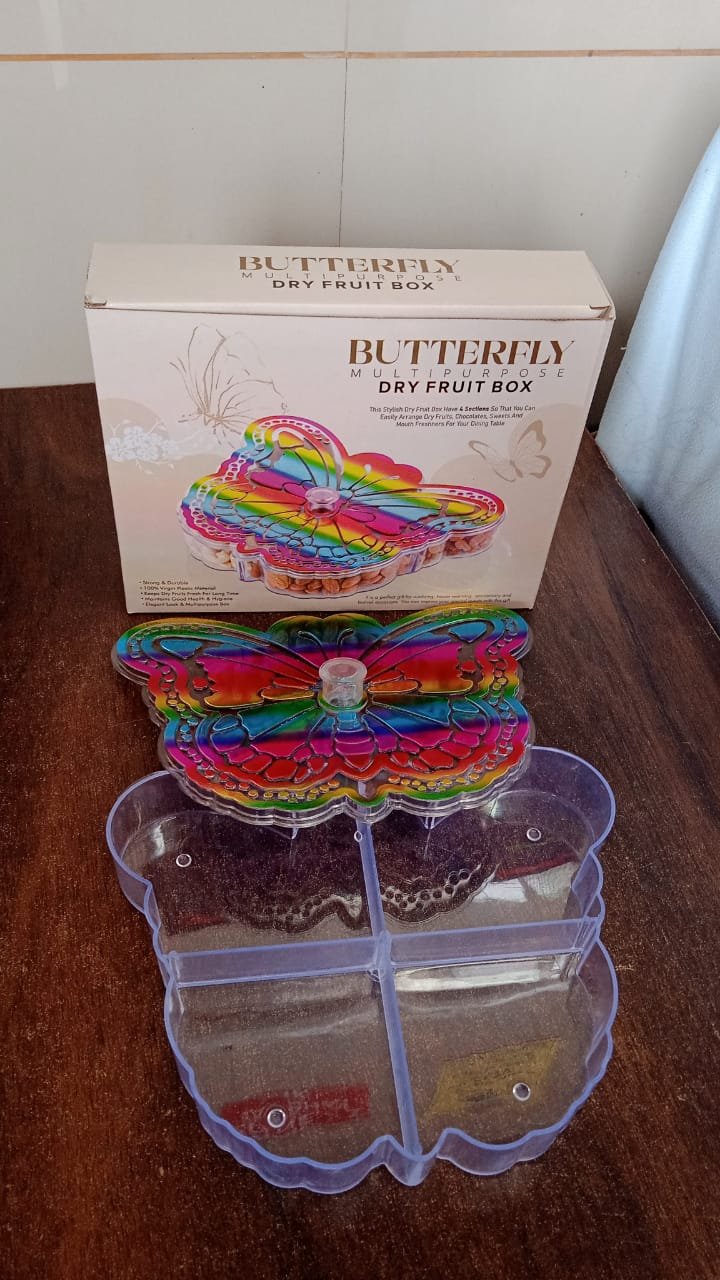 Butterfly Dry Fruit Box – 4-Compartment Storage | Tidy Table
