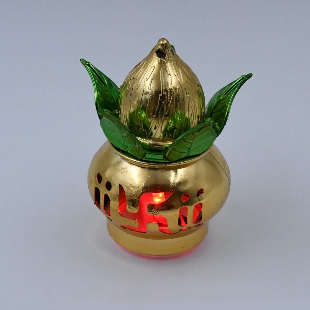 LED Kalash – Gold Plated, Multicolor Light for Pooja | Styleva