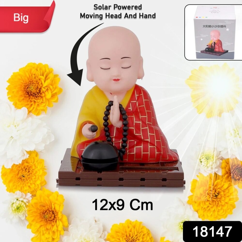 Solar Buddha Statue – Moving Head & Hand Decor | Styleva
