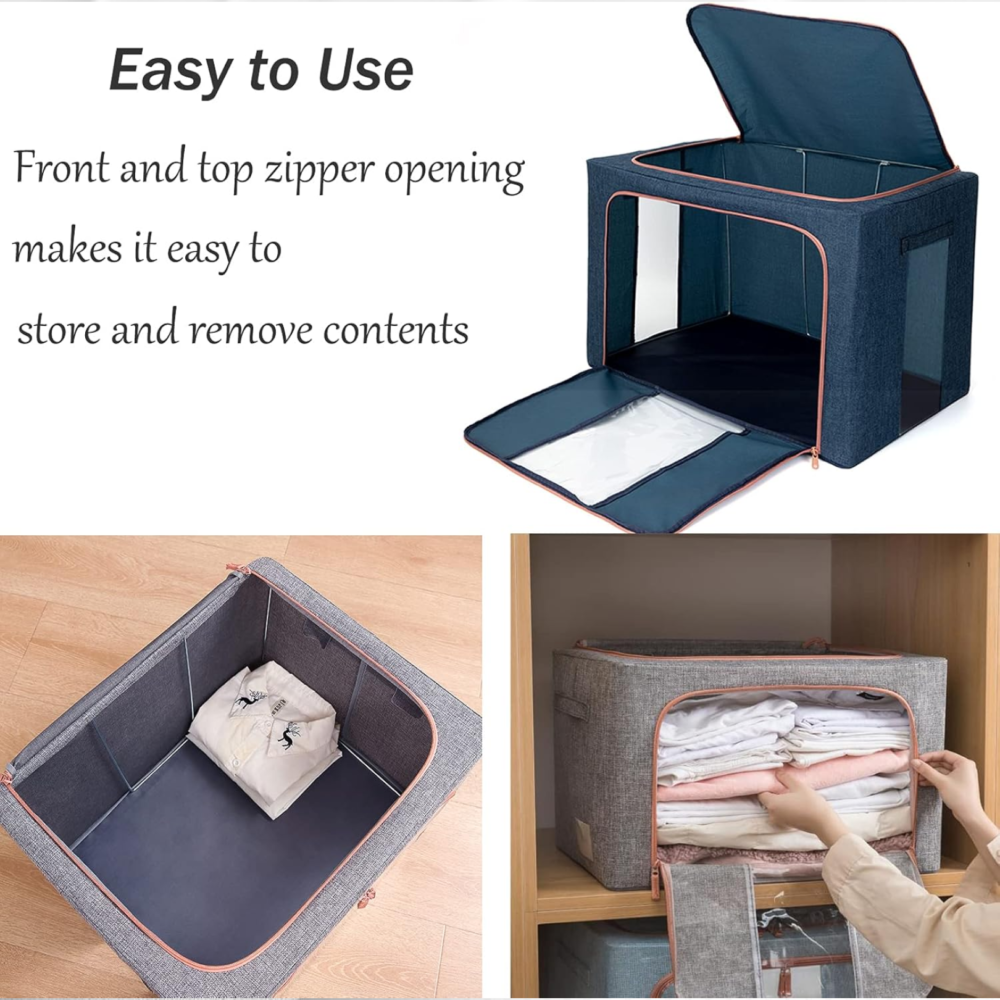 Foldable Storage Bag – 66L Steel Frame Clothes Organizer | Organivo