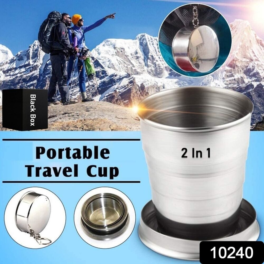 Folding Camping Cup – Stainless Steel Portable with Keychain | hydrozilla
