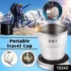 Folding Camping Cup – Stainless Steel Portable with Keychain | hydrozilla