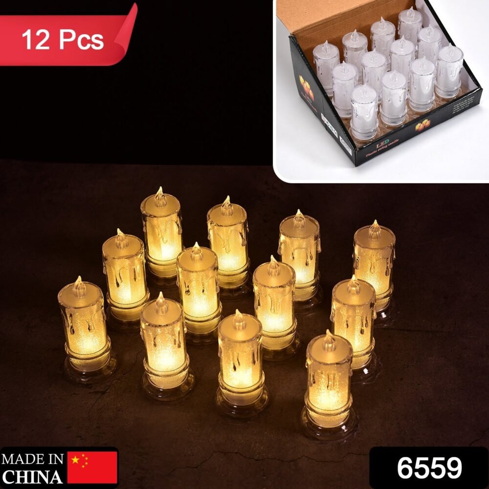 Melted Design Flameless Candles – Set of 12 for Diwali | Indo Glow