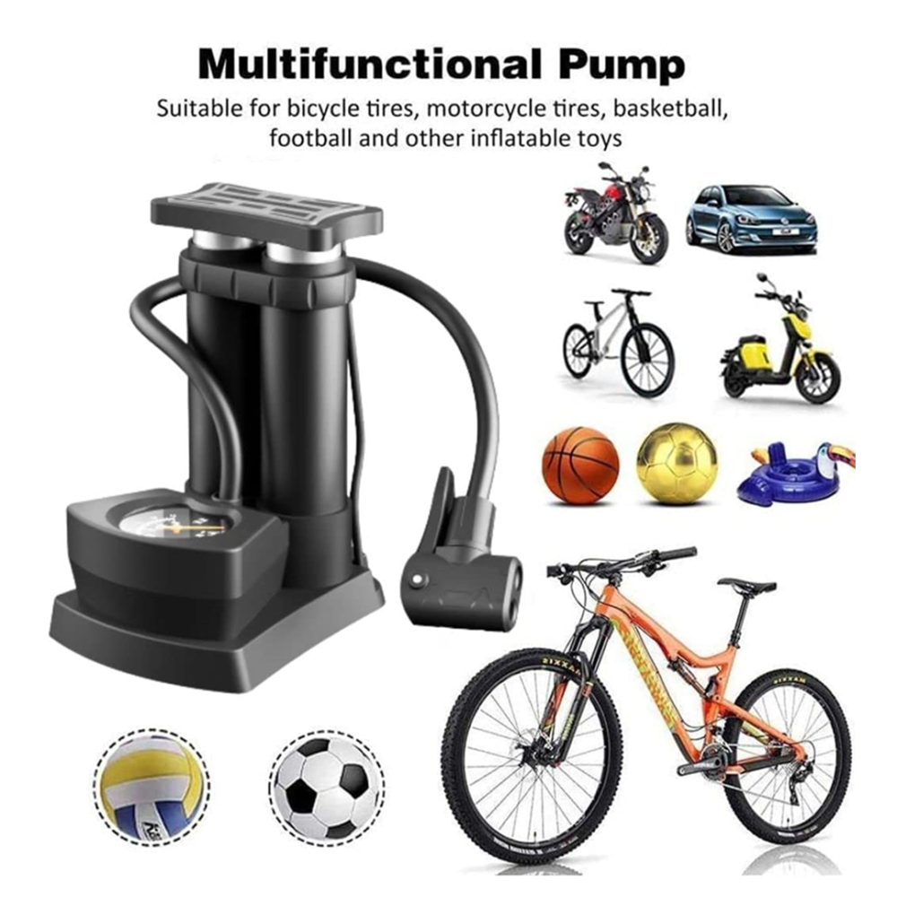 Mini Bike Pump – Portable Foot Operated with Gauge | Safora