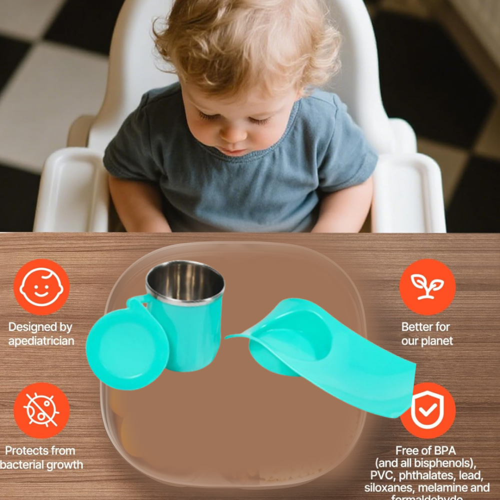 Snack Tray with Steel Cup – Multi-functional for Kids & Home | TinyTrendy