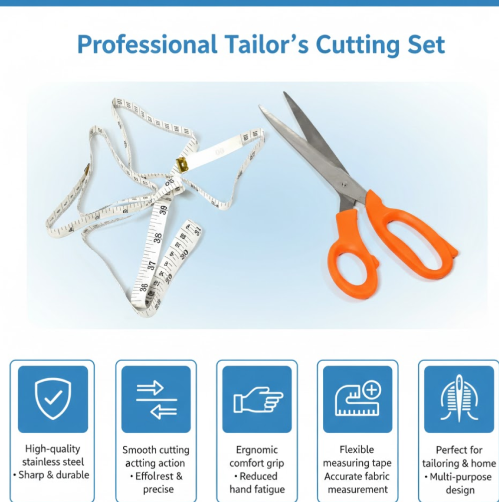 Tailor Scissors with Measuring Tape – Sharp Fabric Shears | Styleva