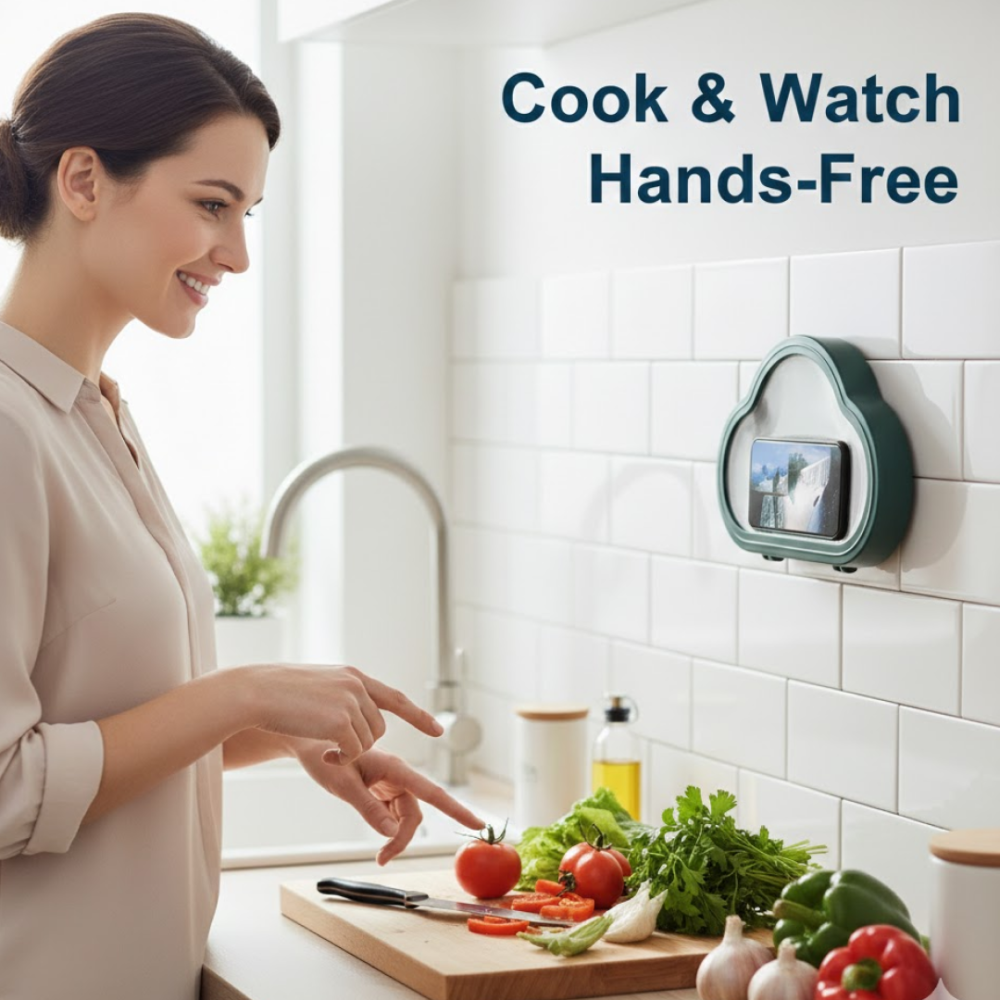 2092621852_4d79096f-0214-497d-96bb-5e813a052f79.png Waterproof Phone Holder – Wall Mount for Shower & Kitchen | Phonixio