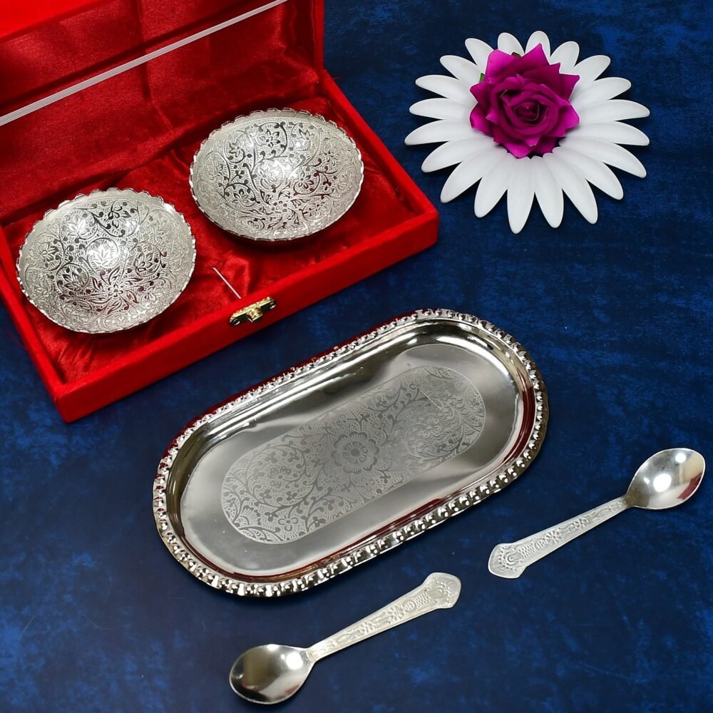 Silver Plated Bowl Set – Brass Serving Tray | Lunchie Bunchie