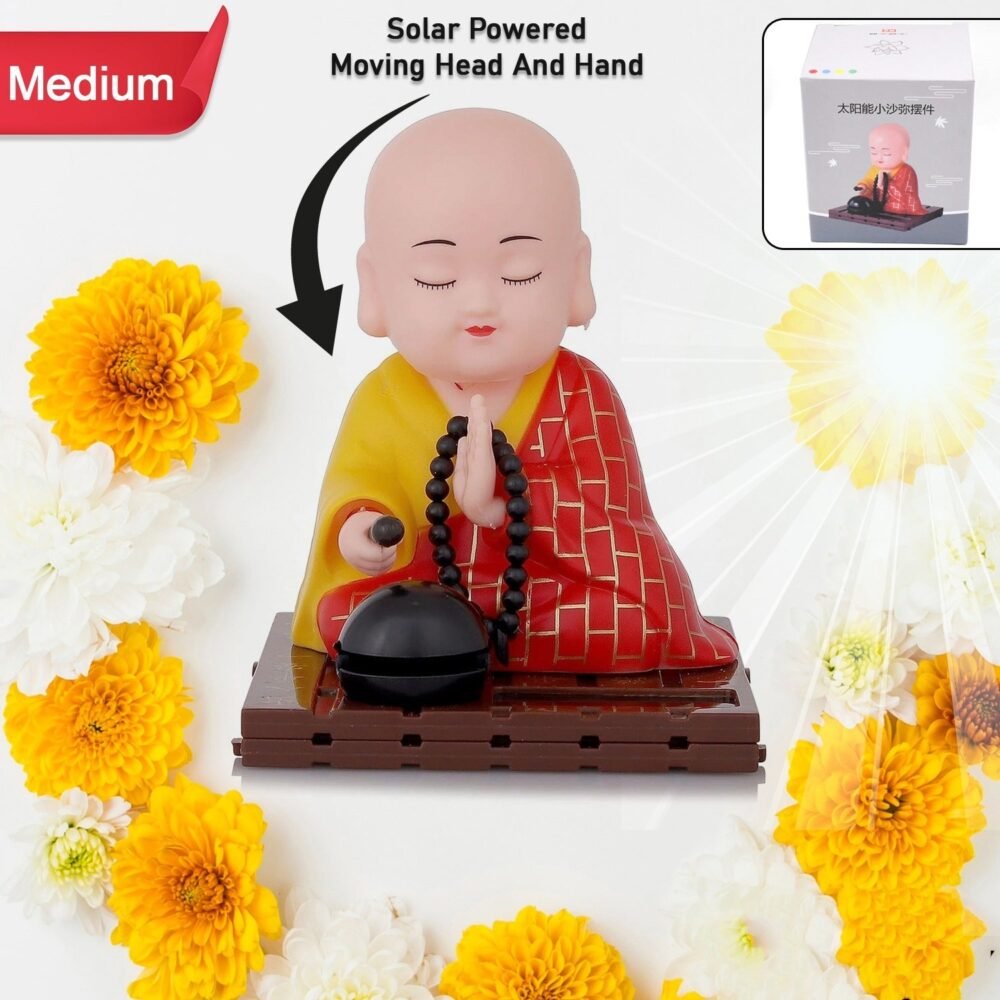 Solar Buddha Statue – Moving Head & Hand Decor | XcelCraft