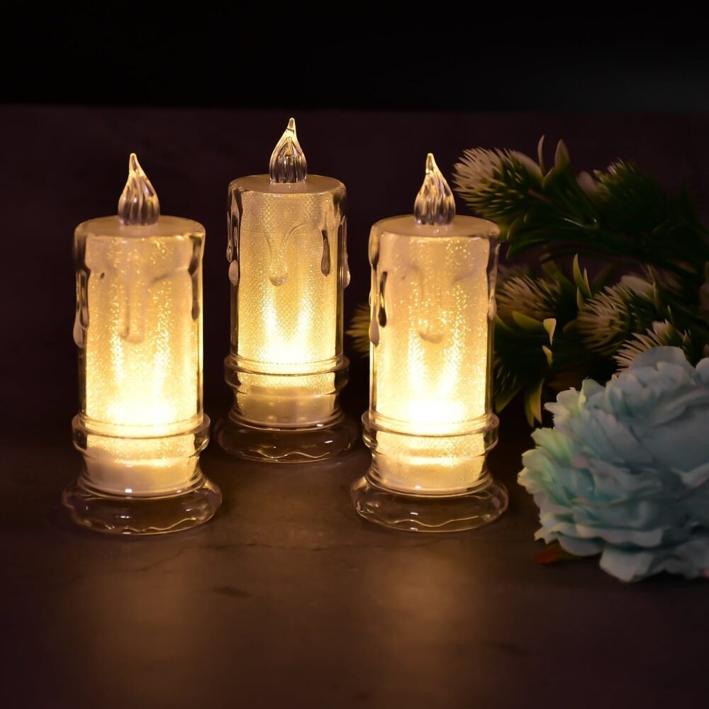 Melted Design Flameless Candles – Set of 12 for Diwali | Indo Glow