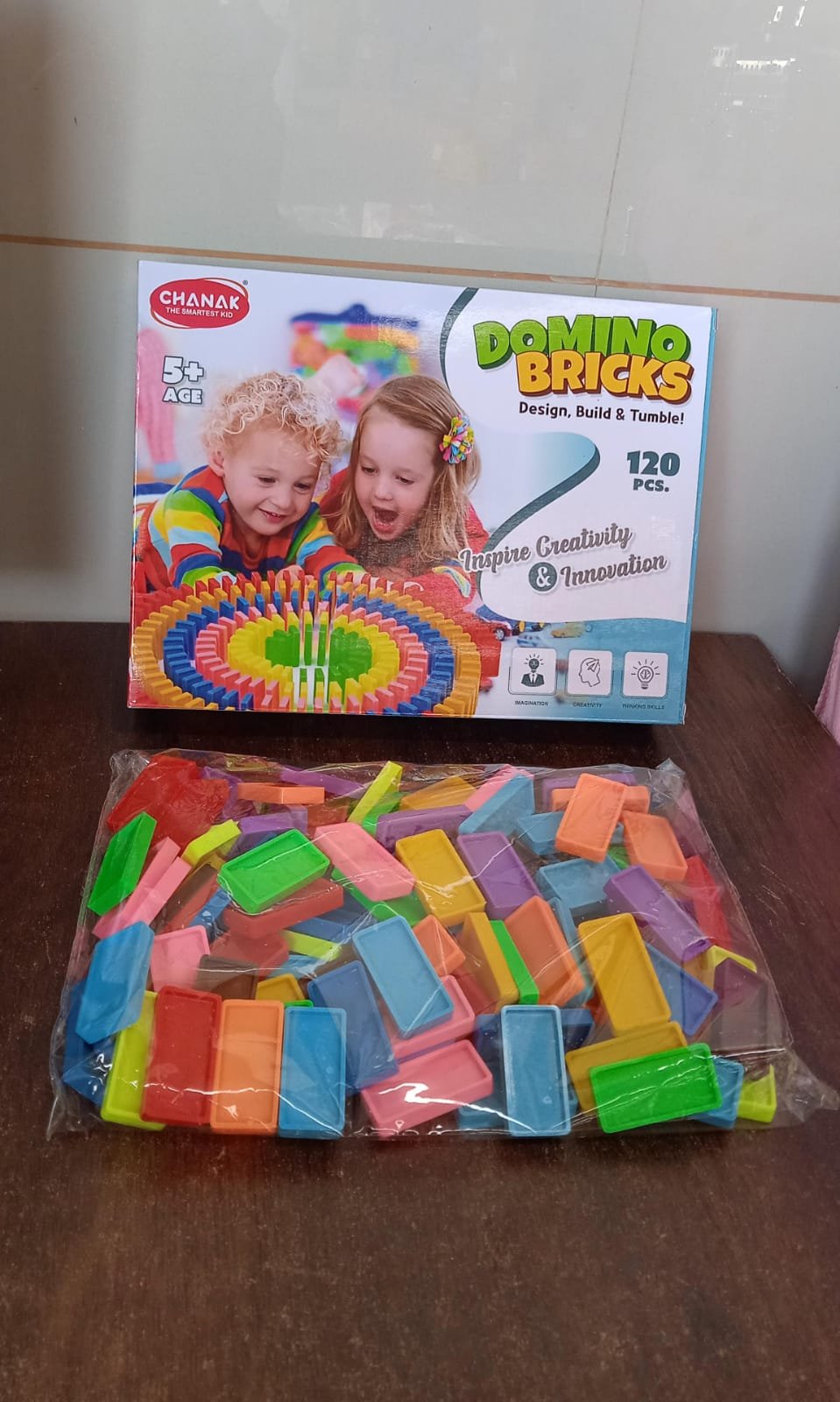 Wooden Domino Blocks – 120 Pcs Colorful Stacking Set | Aditi