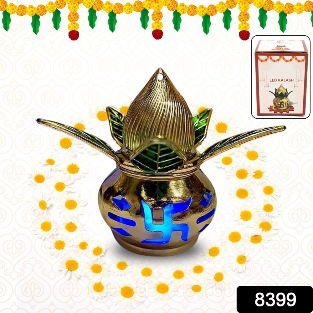 LED Kalash – Gold Plated, Multicolor Light for Pooja | Styleva