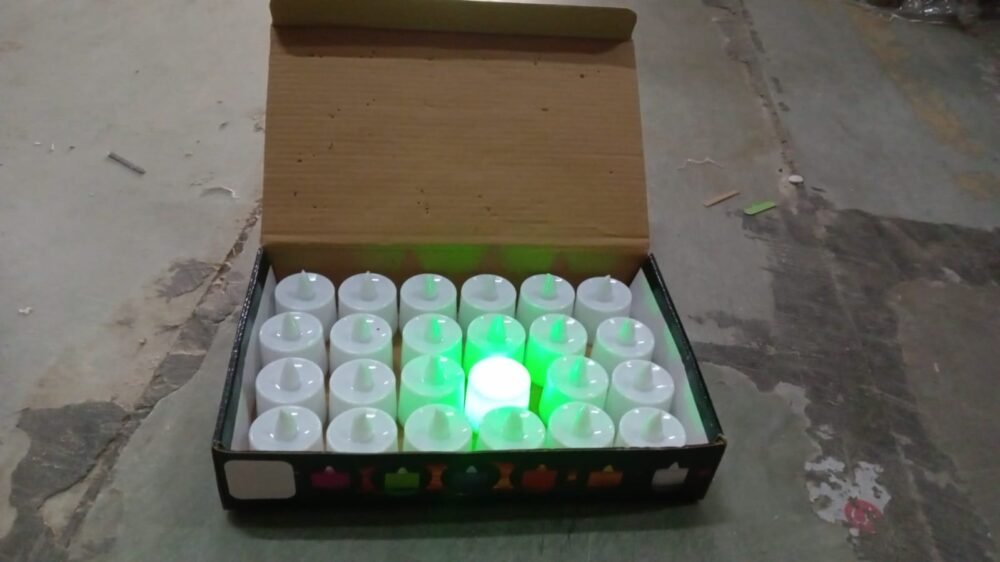 Green Flameless LED Tealights – Smokeless, Decorative | Styleva (Pack of 24)