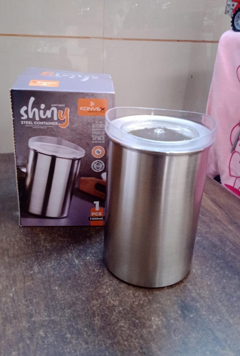 Stainless Steel Airtight Container – 1000 ML with Lid | Konvex