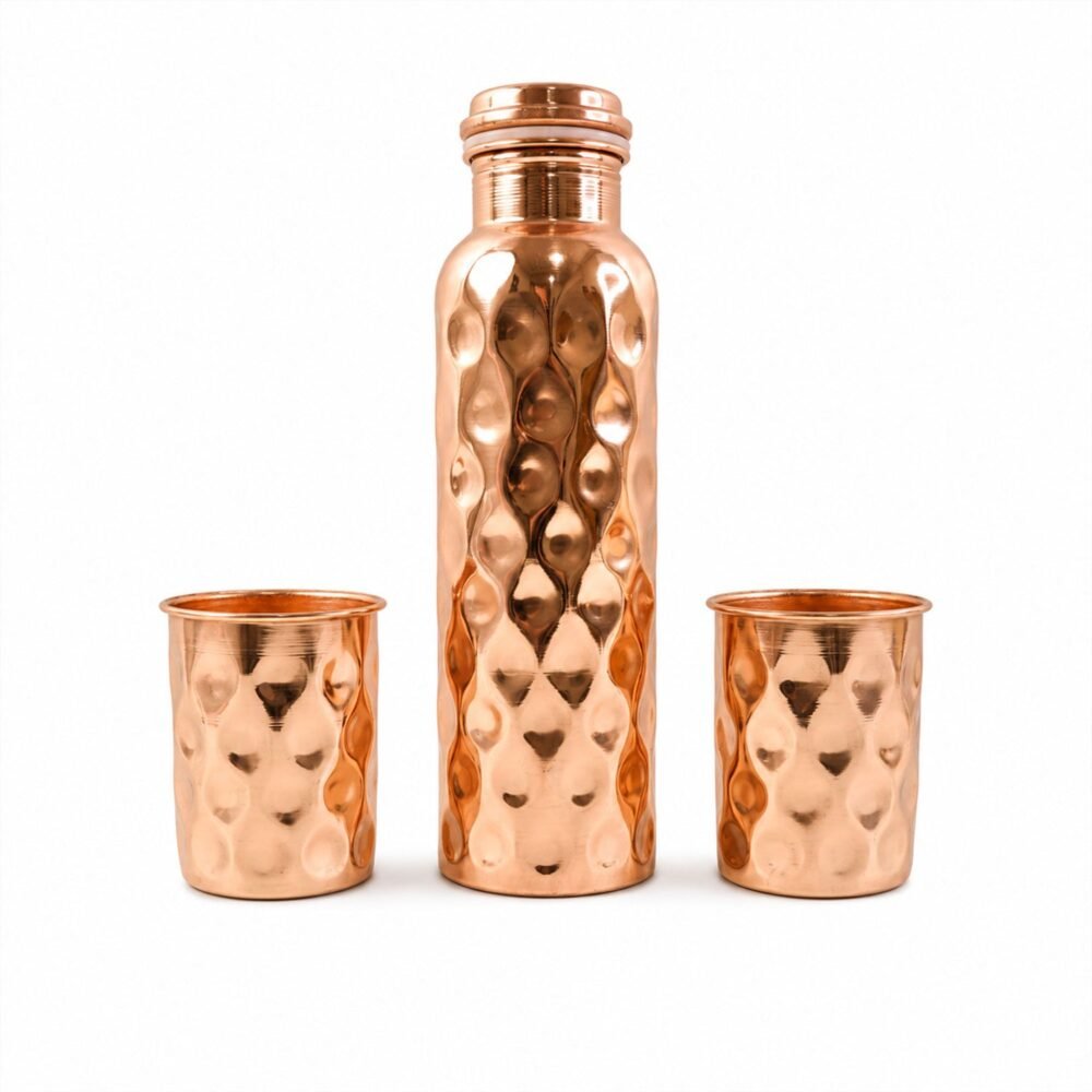 Glasses-Gift-Set-06.jpg Copper Water Bottle Set – Diamond Cut & 2 Glasses | Own Hydrate