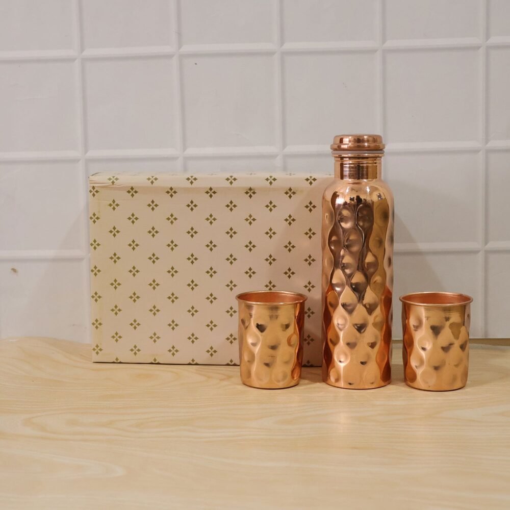 Glasses-Gift-Set-07.jpg Copper Water Bottle Set – Diamond Cut & 2 Glasses | Own Hydrate
