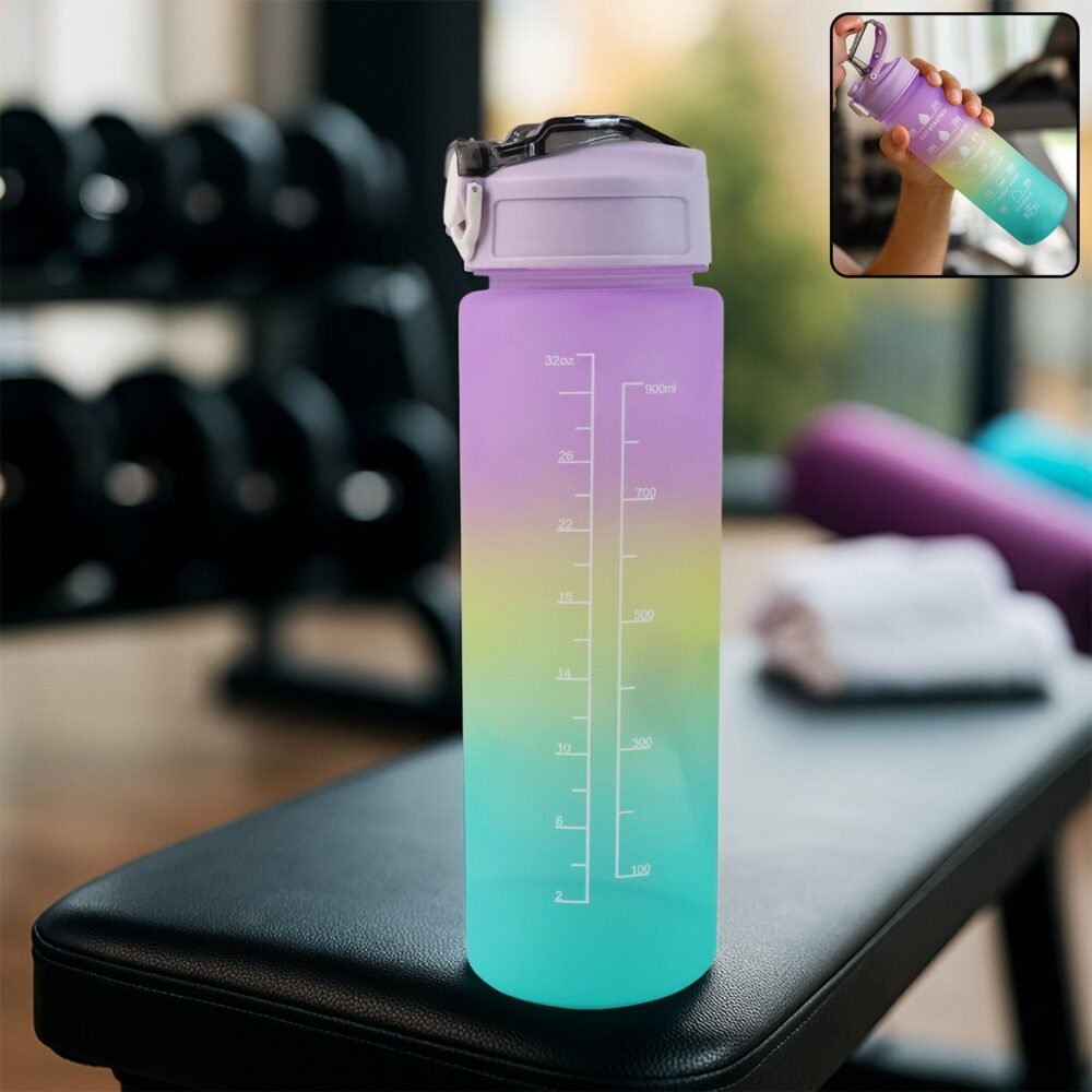 Rainbowbottle-WOSKU-01.jpg Motivational Water Bottle with Straw & Time Marker | Hydrozilla