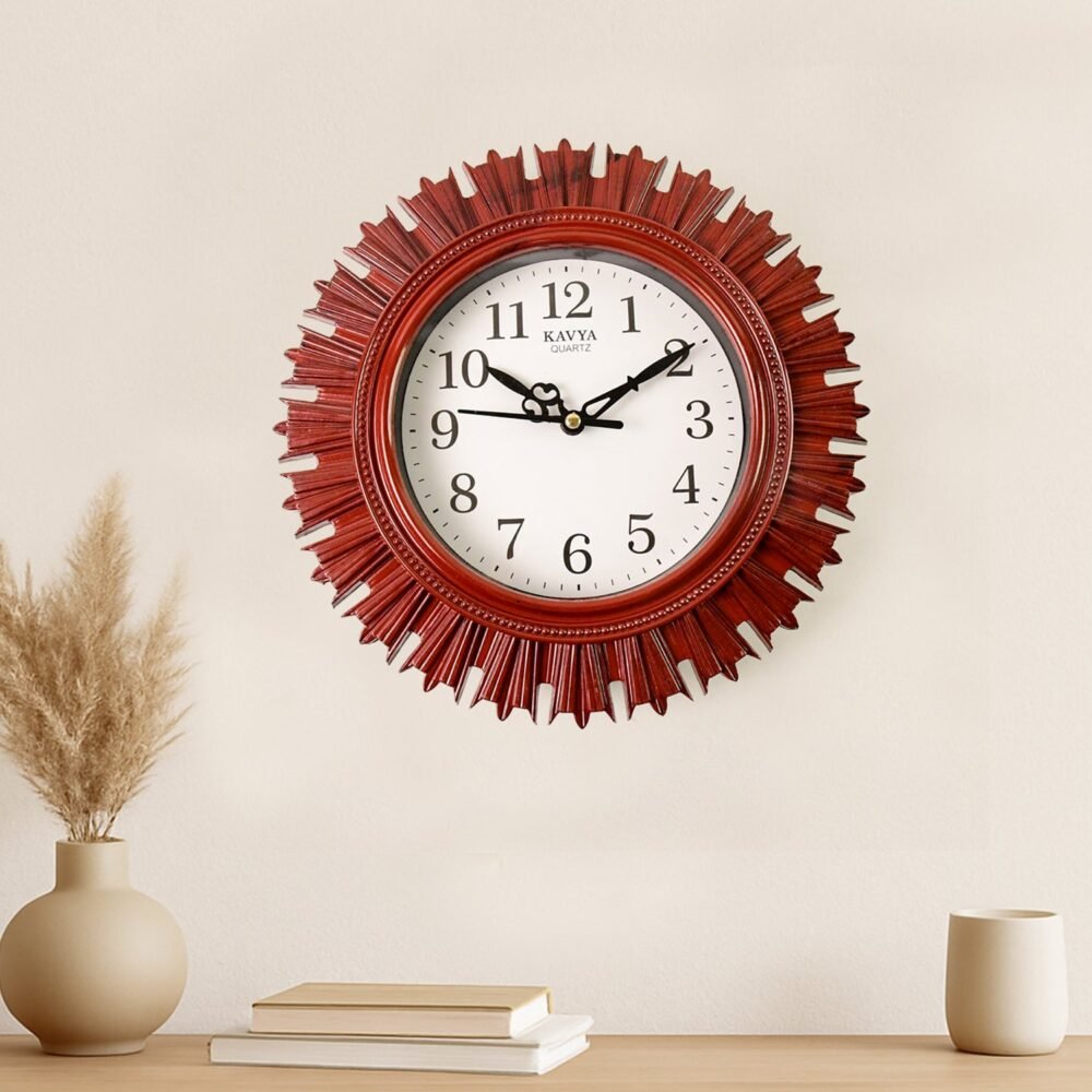 Wooden Look Wall Clock – Silent, Easy-Read for Home | VoltDesk