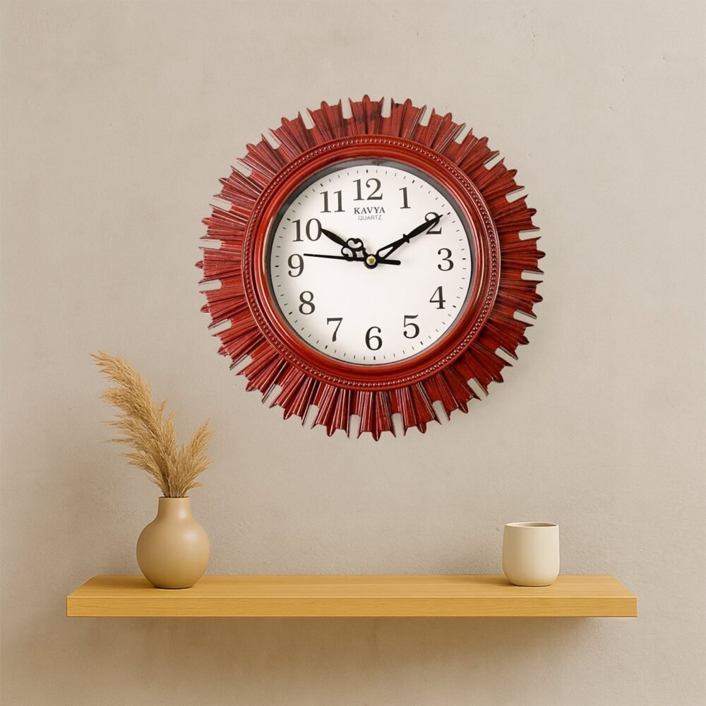 Wooden Look Wall Clock – Silent, Easy-Read for Home | VoltDesk