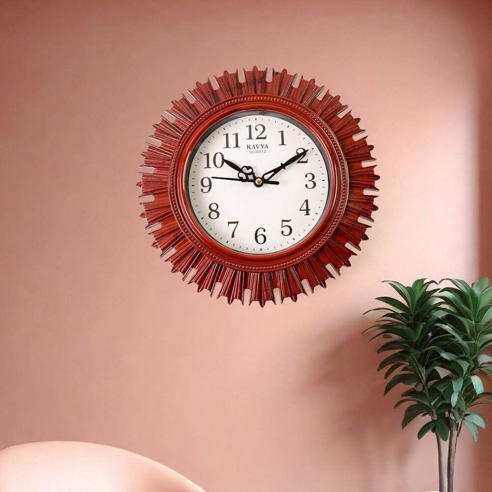 Wooden Look Wall Clock – Silent, Easy-Read for Home | VoltDesk