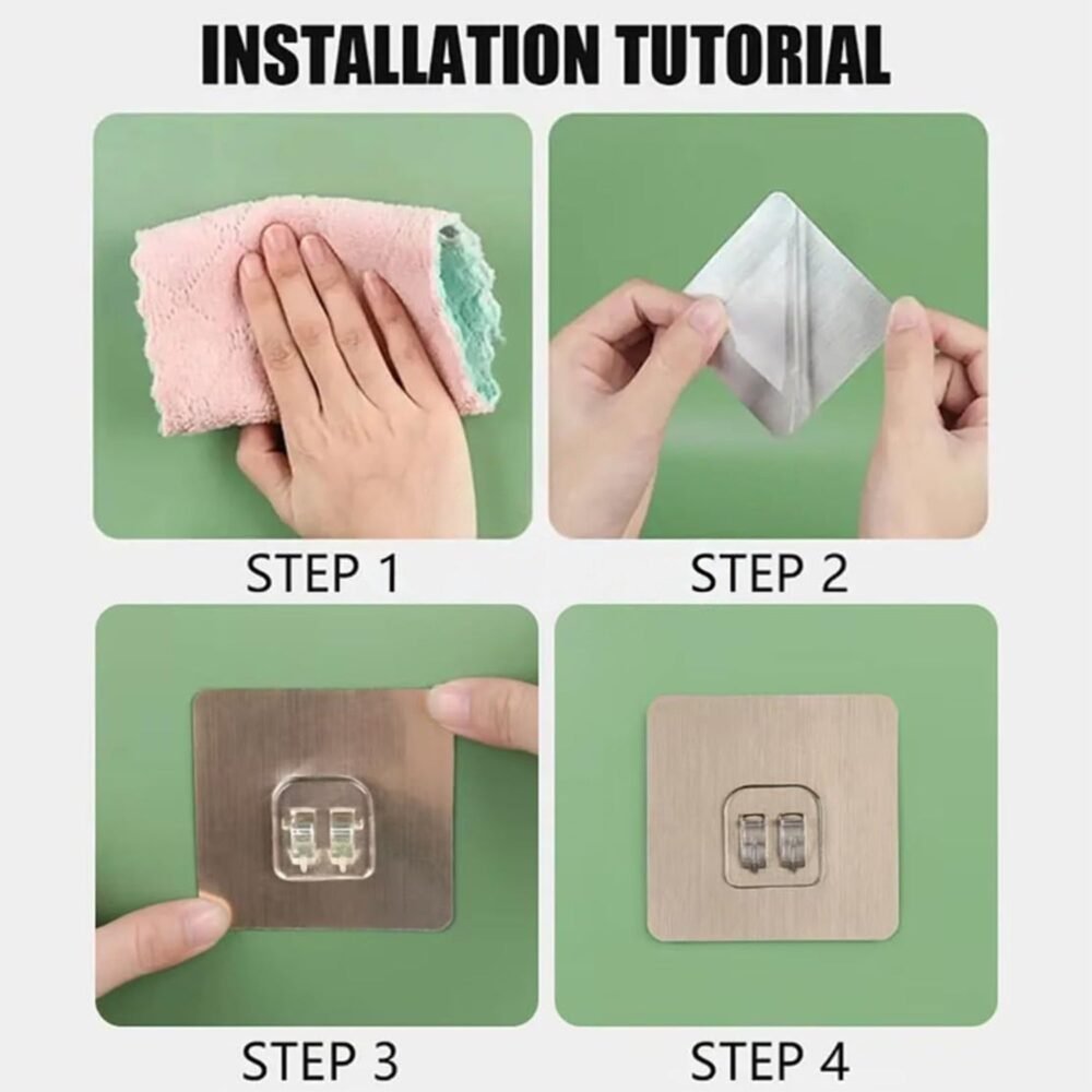 WallHookShelfSticker-02.jpg Adhesive Wall Hook – Transparent, Heavy Duty | GlimmerHome