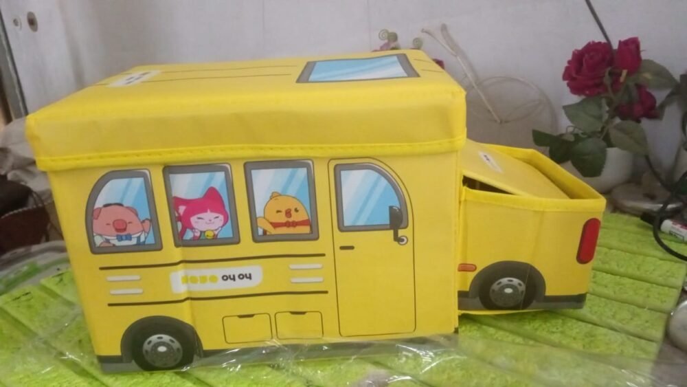 School Bus Toy Storage Box – Foldable & Portable Organizer | Dollamis