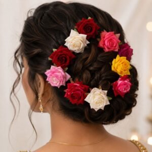 Flower Hair Pin Set – Colourful Floral Accessory (12 Pcs) | Calm & Curl